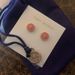 Tory Burch Raised Logo Enamel Kira studs